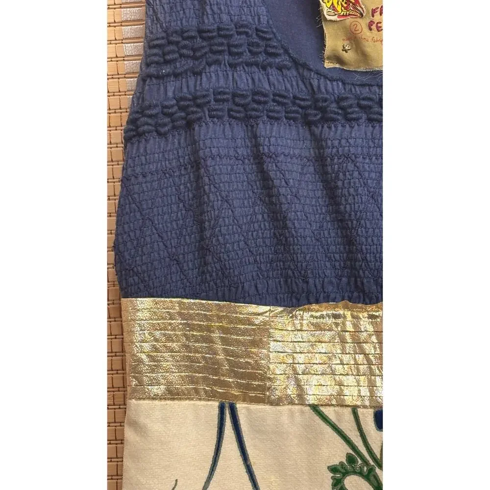 Free People Bird of Paradise embroidered blue Peacock mini dress sz2 - Picture 5 of 16